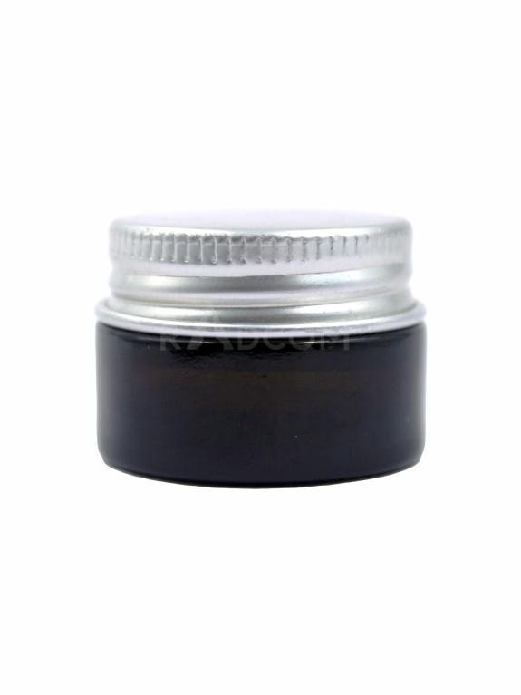 5GM Glass Jar - Amber-With Aluminum Matt Silver Cap